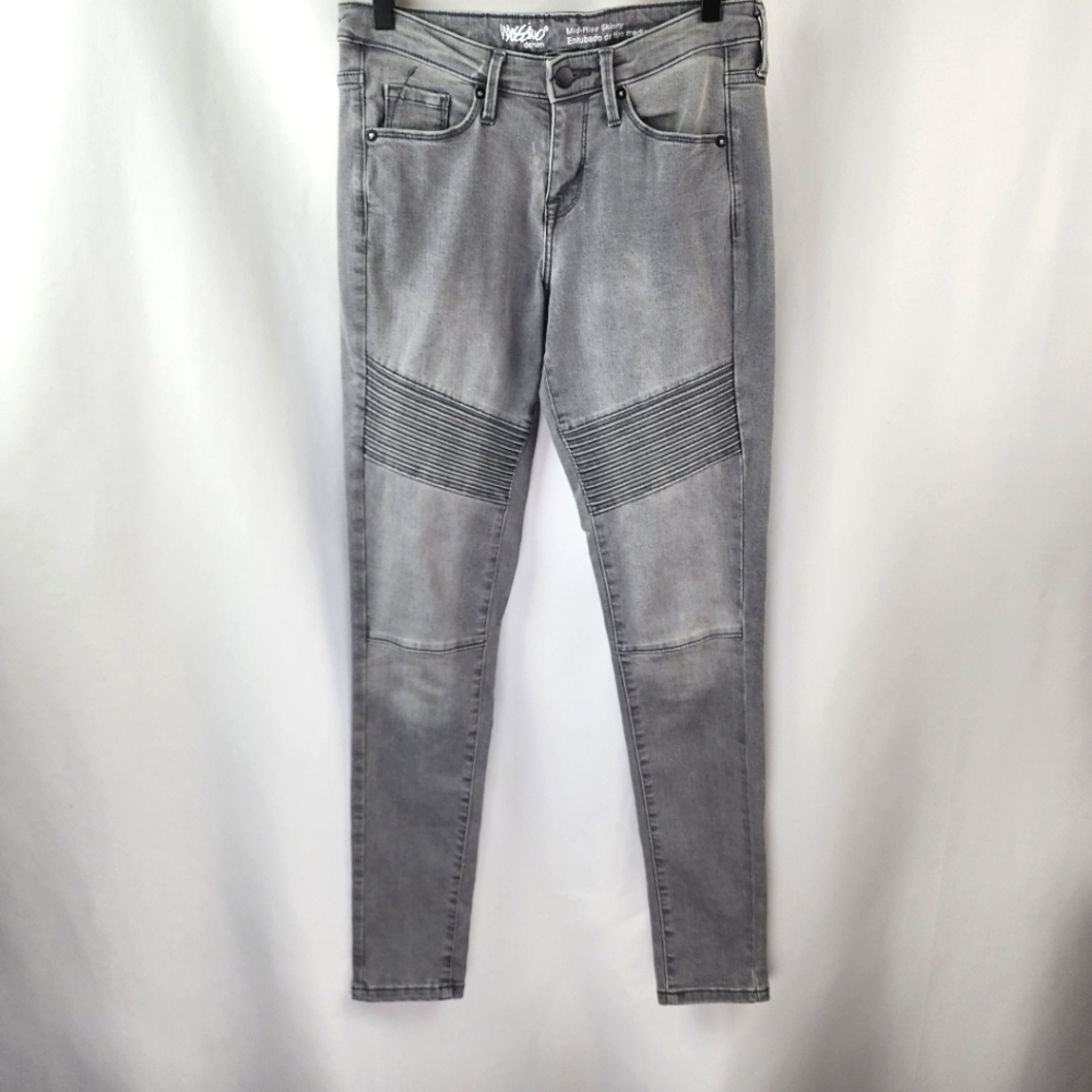 Mossimo Women's Grey Mid-Rise Skinny Motto Stretch Denim Jeans Size 2